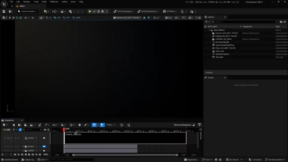 Анимация камеры в Unreal Engine